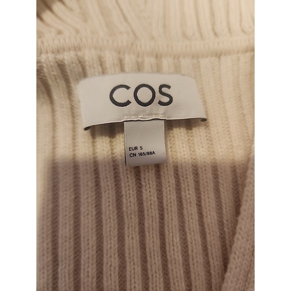 COS Hooded Scandi Minimalist Ribbed Sweater Sleeveless Ivory Women's size S - Picture 2 of 8